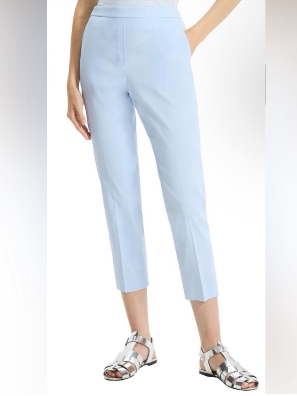 Theory Treeca Linen-Blend Pull-On Pant Breathable 4-way stretch $275